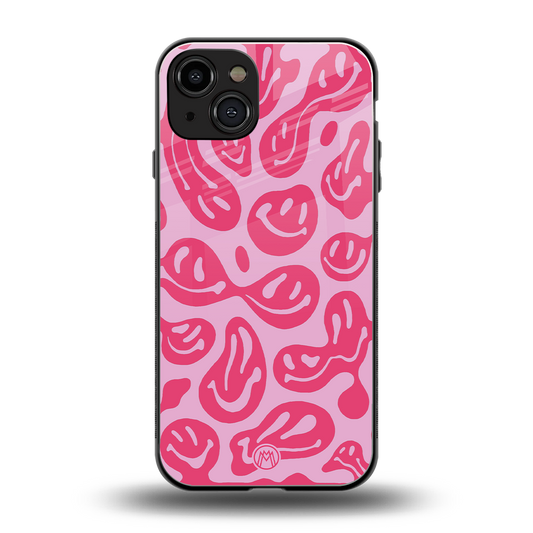 acid smiles bubblegum pink edition back phone cover | glass case for iphone 14