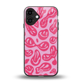 acid smiles bubblegum pink edition back phone cover | glass case for iphone 16 plus