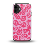 acid smiles bubblegum pink edition back phone cover | glass case for iphone 16 plus