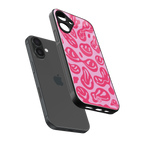 acid smiles bubblegum pink edition back phone cover | glass case for iphone 16 plus