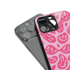 acid smiles bubblegum pink edition back phone cover | glass case for iphone 13 pro