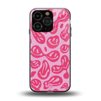 acid smiles bubblegum pink edition back phone cover | glass case for iphone 16 pro