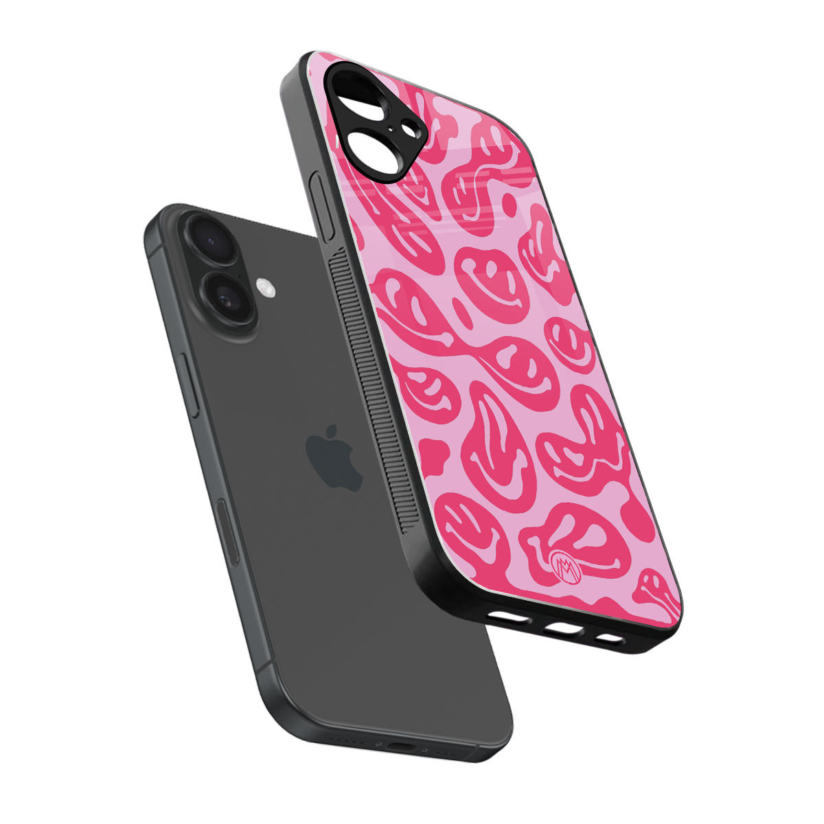 acid smiles bubblegum pink edition back phone cover | glass case for iphone 16