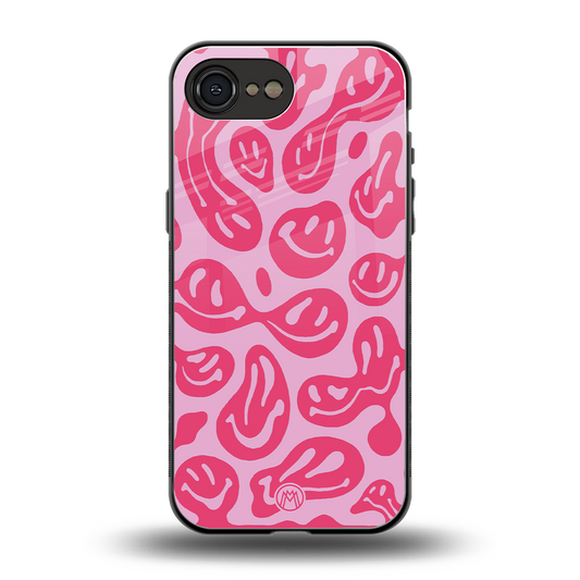 acid smiles bubblegum pink edition back phone cover | glass case for iphone 16e