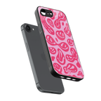 acid smiles bubblegum pink edition back phone cover | glass case for iphone 16e