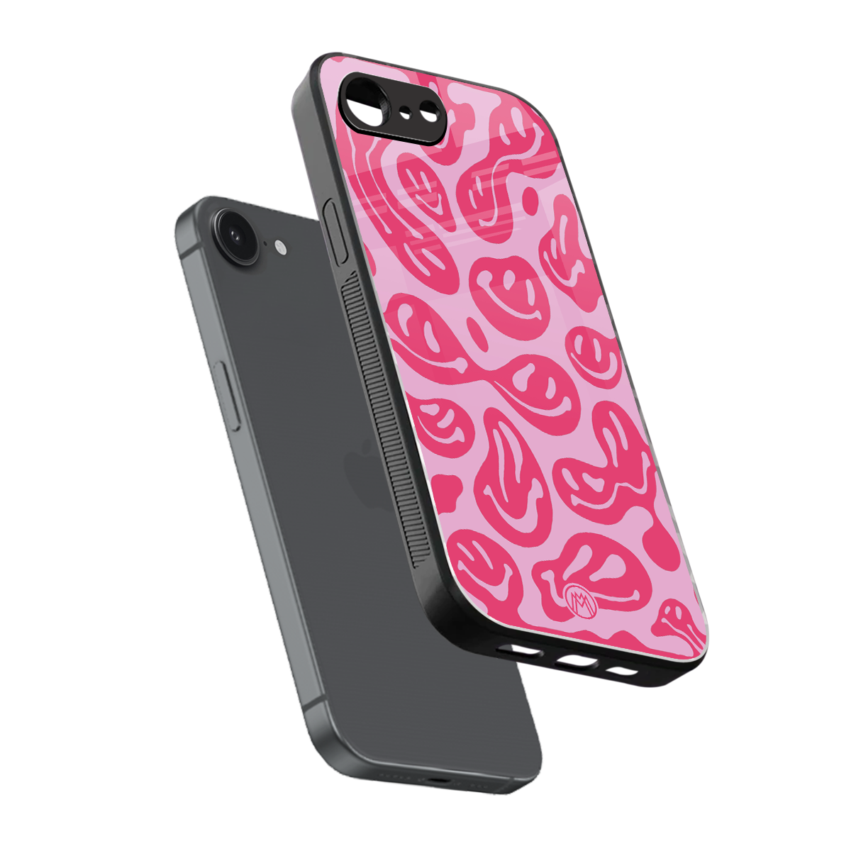 acid smiles bubblegum pink edition back phone cover | glass case for iphone 16e