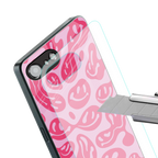 acid smiles bubblegum pink edition back phone cover | glass case for iphone 16e