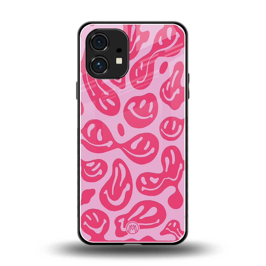 acid smiles bubblegum pink edition back phone cover | glass case for nothing phone 1