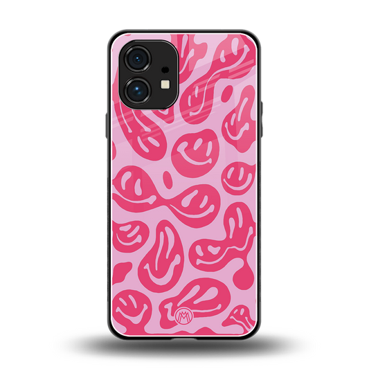 acid smiles bubblegum pink edition back phone cover | glass case for nothing phone 1