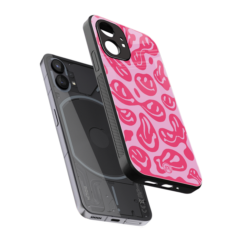 acid smiles bubblegum pink edition back phone cover | glass case for nothing phone 1