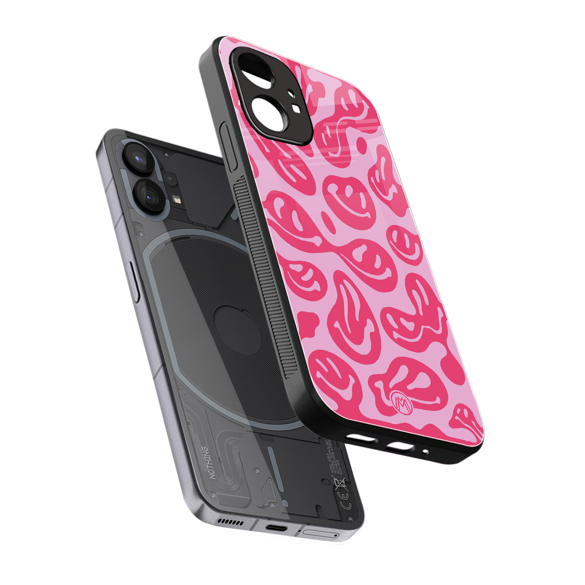 acid smiles bubblegum pink edition back phone cover | glass case for nothing phone 1
