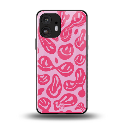 acid smiles bubblegum pink edition back phone cover | glass case for nothing phone 2