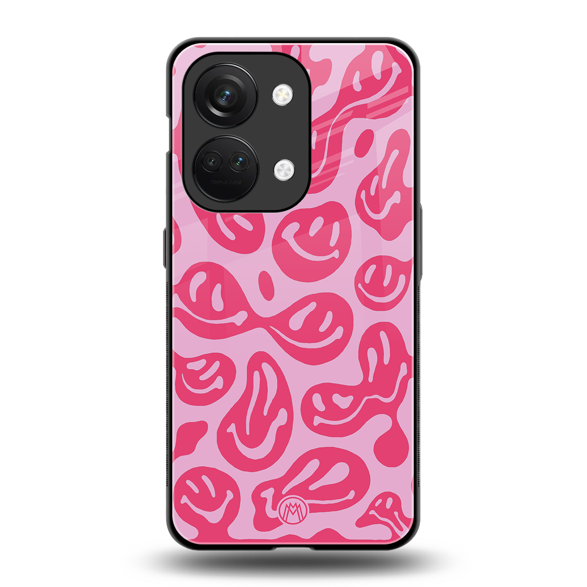 acid smiles bubblegum pink edition back phone cover | glass case for oneplus nord 3