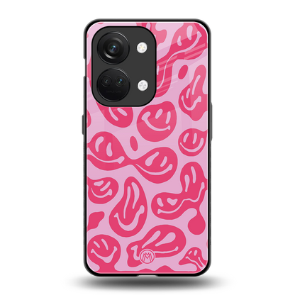 acid smiles bubblegum pink edition back phone cover | glass case for oneplus nord 3