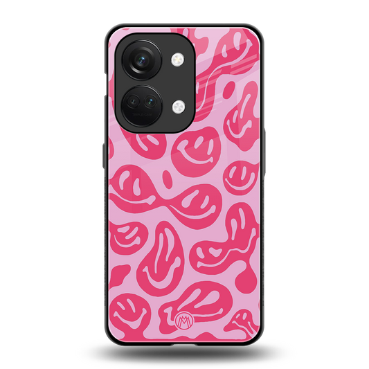 acid smiles bubblegum pink edition back phone cover | glass case for oneplus nord 3