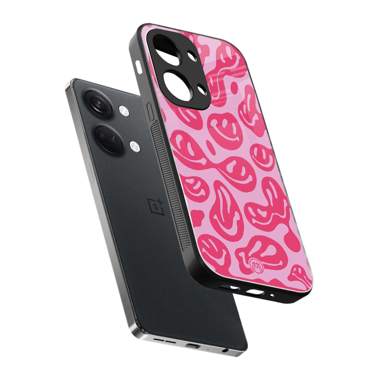 acid smiles bubblegum pink edition back phone cover | glass case for oneplus nord 3