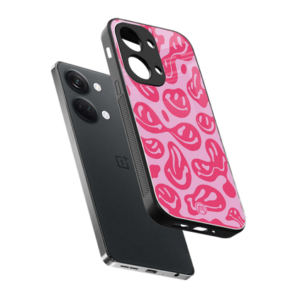 acid smiles bubblegum pink edition back phone cover | glass case for oneplus nord 3