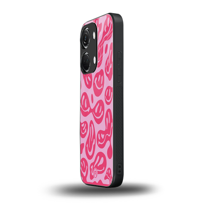 acid smiles bubblegum pink edition back phone cover | glass case for oneplus nord 3