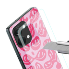 acid smiles bubblegum pink edition back phone cover | glass case for oneplus nord 3