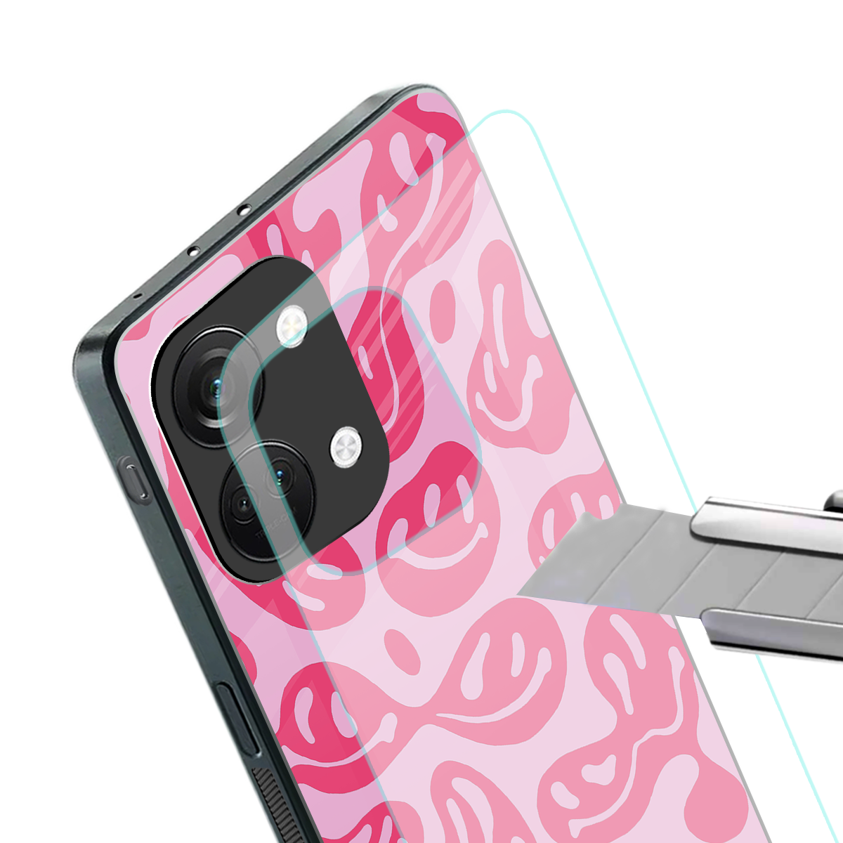 acid smiles bubblegum pink edition back phone cover | glass case for oneplus nord 3