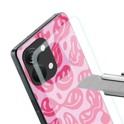 acid smiles bubblegum pink edition back phone cover | glass case for oneplus nord 3