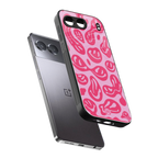 acid smiles bubblegum pink edition back phone cover | glass case for oneplus nord 4