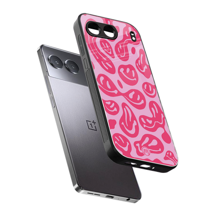 acid smiles bubblegum pink edition back phone cover | glass case for oneplus nord 4