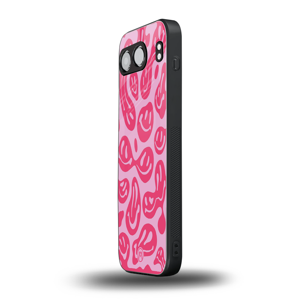 acid smiles bubblegum pink edition back phone cover | glass case for oneplus nord 4