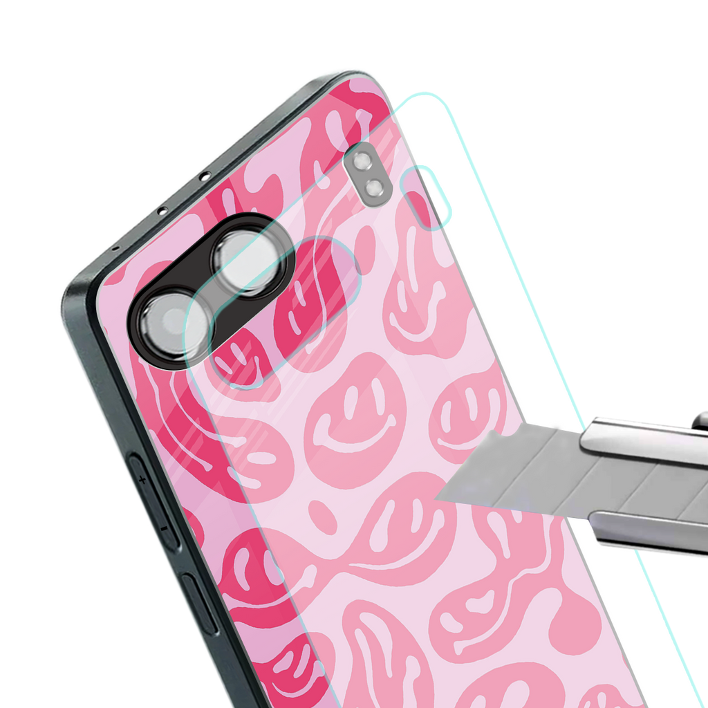 acid smiles bubblegum pink edition back phone cover | glass case for oneplus nord 4