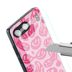 acid smiles bubblegum pink edition back phone cover | glass case for oneplus nord 4