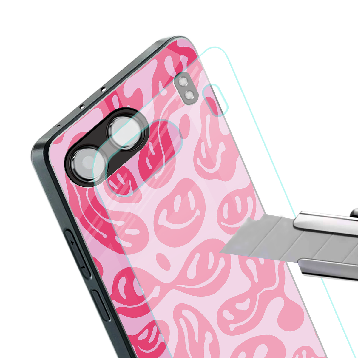 acid smiles bubblegum pink edition back phone cover | glass case for oneplus nord 4