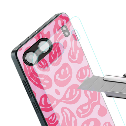 acid smiles bubblegum pink edition back phone cover | glass case for oneplus nord 4