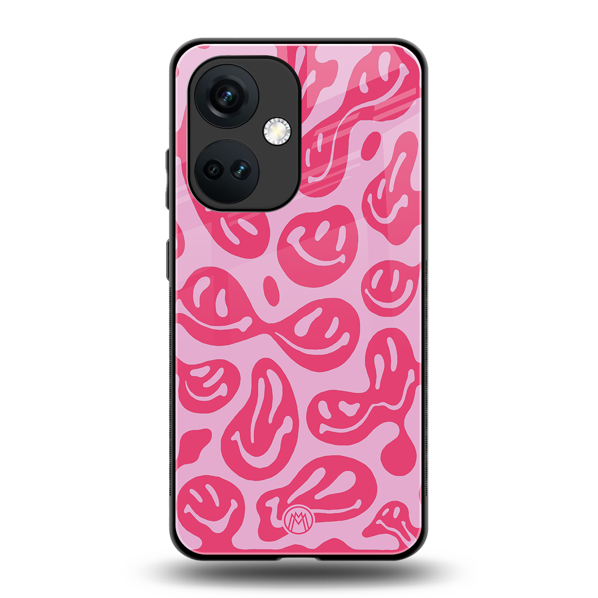 acid smiles bubblegum pink edition back phone cover | glass case for oneplus nord ce 3