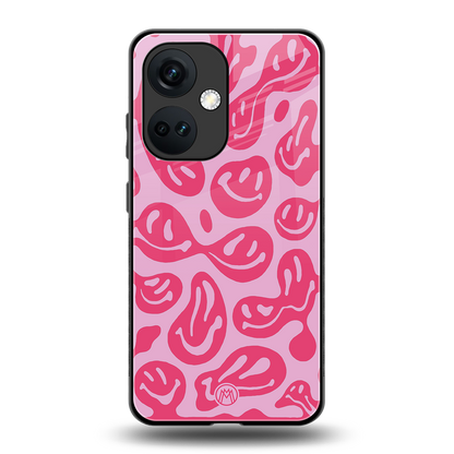 acid smiles bubblegum pink edition back phone cover | glass case for oneplus nord ce 3