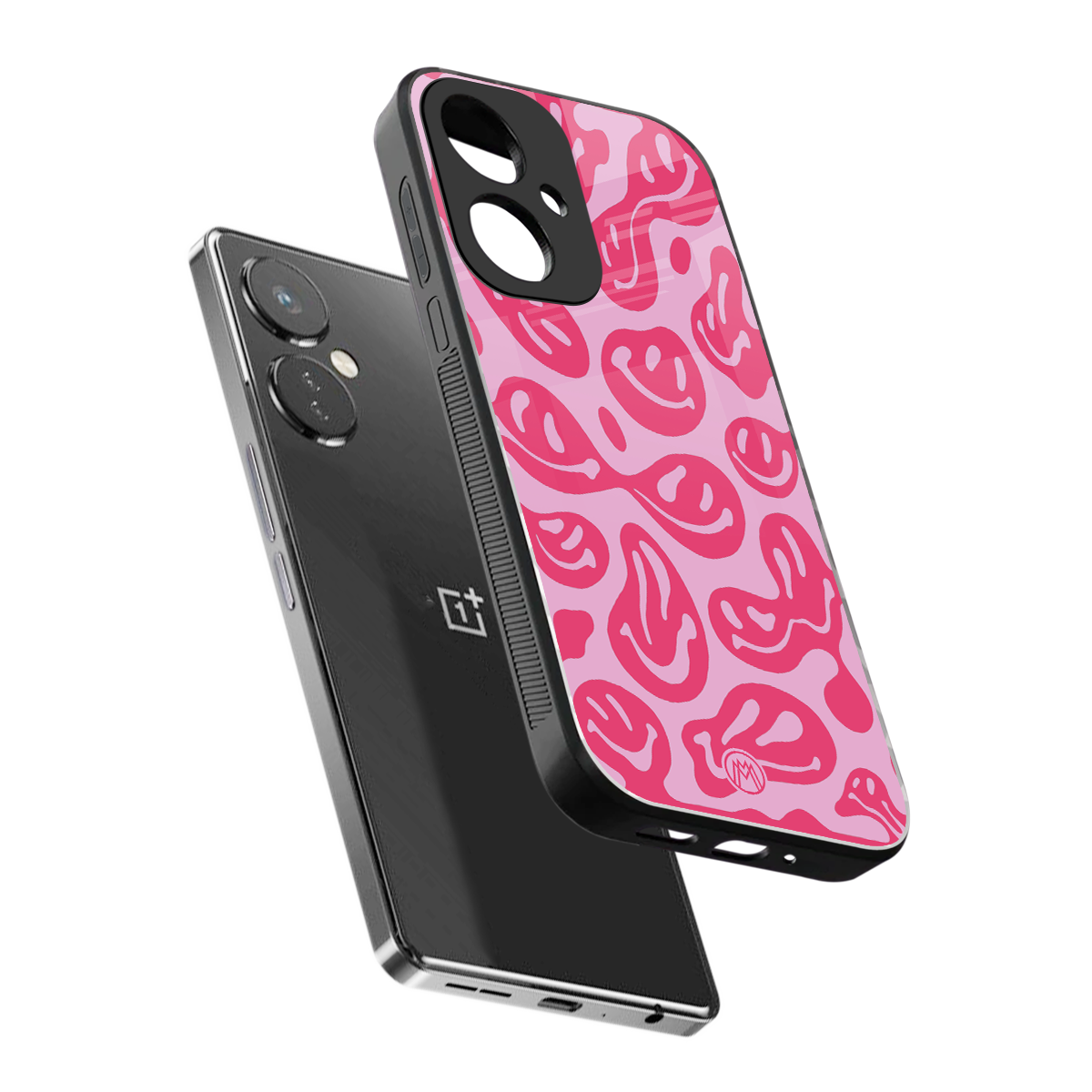 acid smiles bubblegum pink edition back phone cover | glass case for oneplus nord ce 3