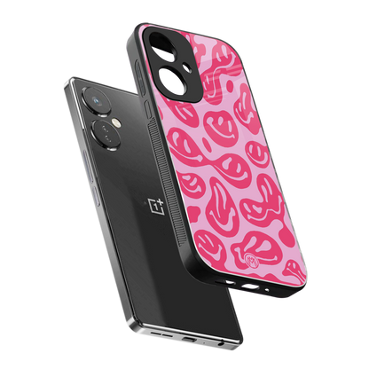 acid smiles bubblegum pink edition back phone cover | glass case for oneplus nord ce 3