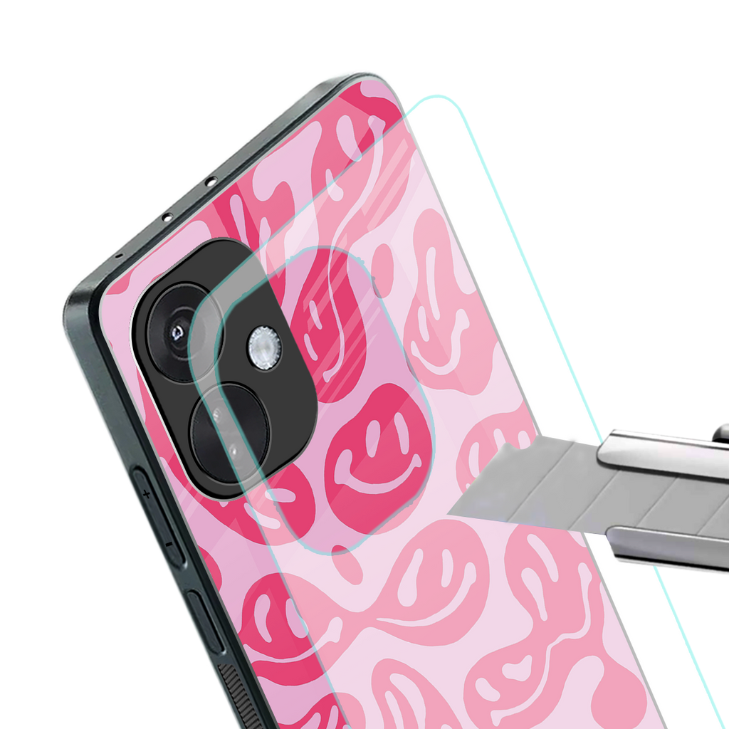 acid smiles bubblegum pink edition back phone cover | glass case for oneplus nord ce 3