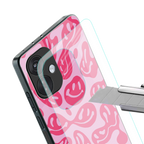 acid smiles bubblegum pink edition back phone cover | glass case for oneplus nord ce 3