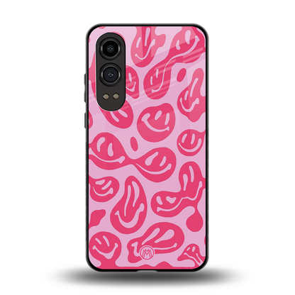 acid smiles bubblegum pink edition back phone cover | glass case for oneplus nord ce 4 lite