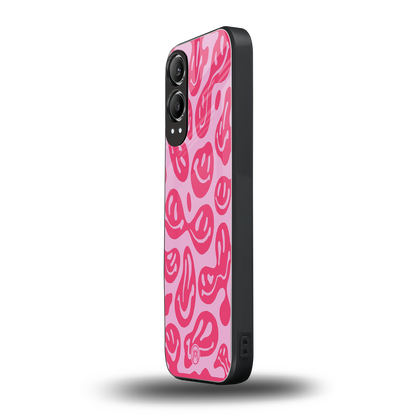 acid smiles bubblegum pink edition back phone cover | glass case for oneplus nord ce 4 lite