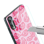 acid smiles bubblegum pink edition back phone cover | glass case for oneplus nord ce 4 lite