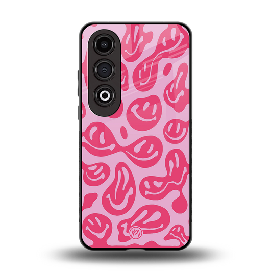 acid smiles bubblegum pink edition back phone cover | glass case for oneplus nord ce 4