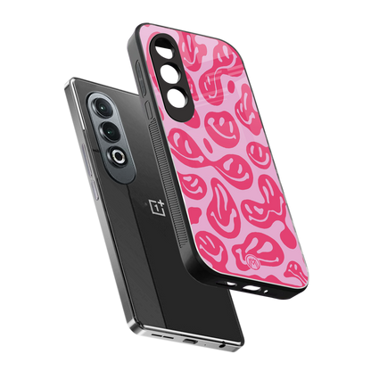 acid smiles bubblegum pink edition back phone cover | glass case for oneplus nord ce 4