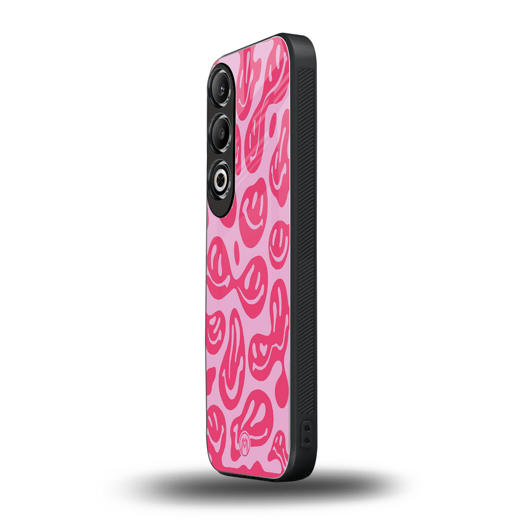 acid smiles bubblegum pink edition back phone cover | glass case for oneplus nord ce 4