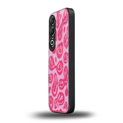 acid smiles bubblegum pink edition back phone cover | glass case for oneplus nord ce 4