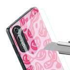 acid smiles bubblegum pink edition back phone cover | glass case for oneplus nord ce 4