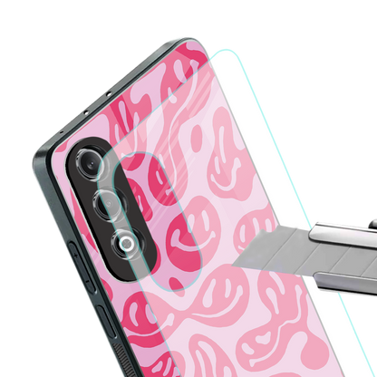 acid smiles bubblegum pink edition back phone cover | glass case for oneplus nord ce 4