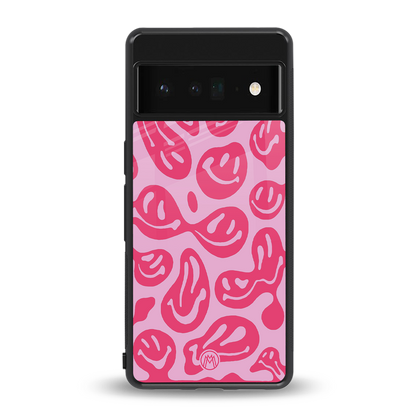 acid smiles bubblegum pink edition back phone cover | glass case for google pixel 6 pro