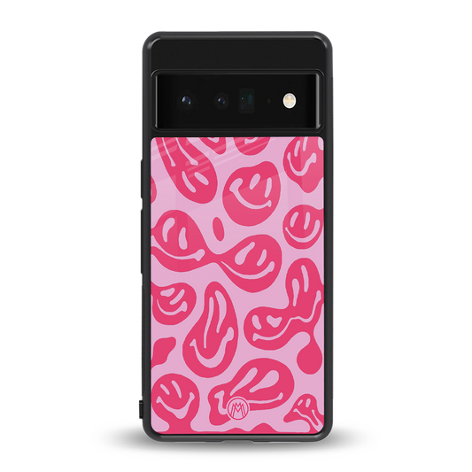 acid smiles bubblegum pink edition back phone cover | glass case for google pixel 6 pro
