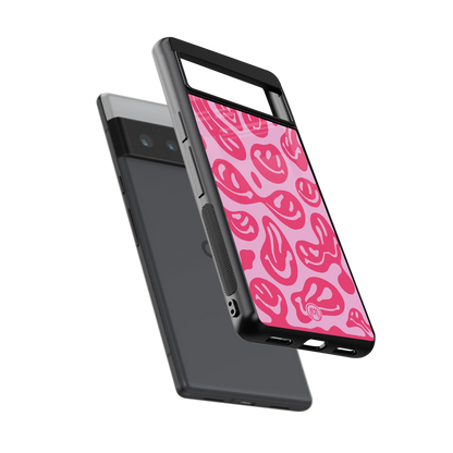 acid smiles bubblegum pink edition back phone cover | glass case for google pixel 6 pro